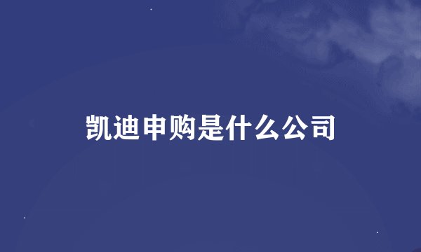 凯迪申购是什么公司