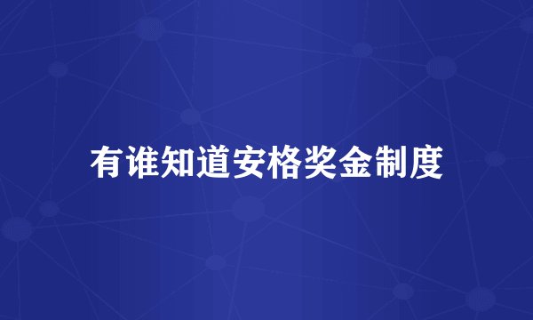 有谁知道安格奖金制度