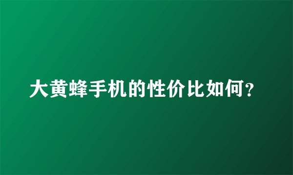 大黄蜂手机的性价比如何?