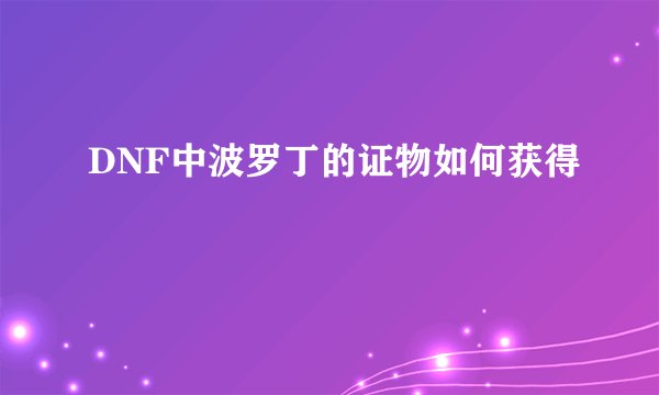 DNF中波罗丁的证物如何获得