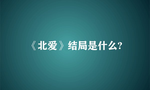 《北爱》结局是什么?