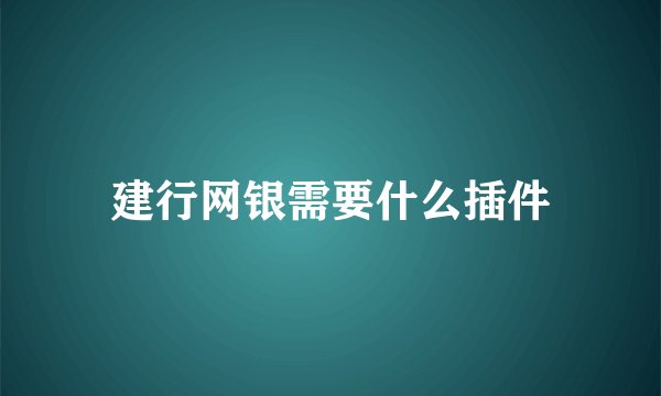 建行网银需要什么插件