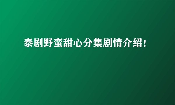 泰剧野蛮甜心分集剧情介绍！
