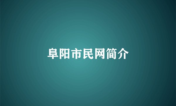 阜阳市民网简介
