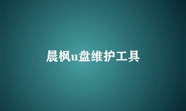 晨枫u盘维护工具