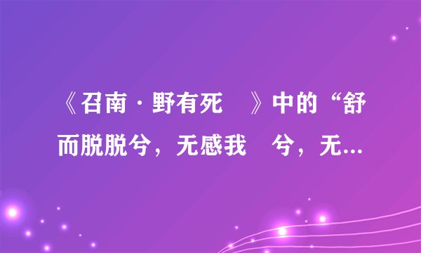 《召南·野有死麕》中的“舒而脱脱兮，无感我帨兮，无使尨也吠”怎么理解？