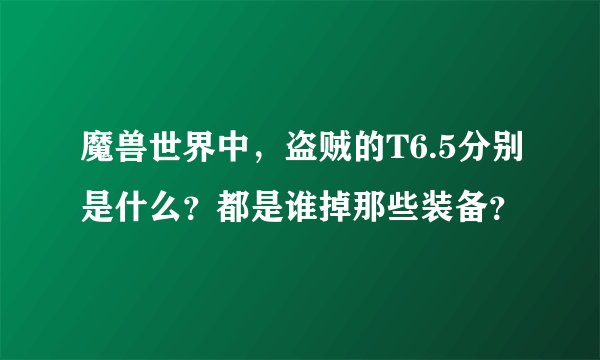 魔兽世界中，盗贼的T6.5分别是什么？都是谁掉那些装备？