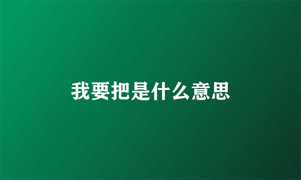 我要把是什么意思