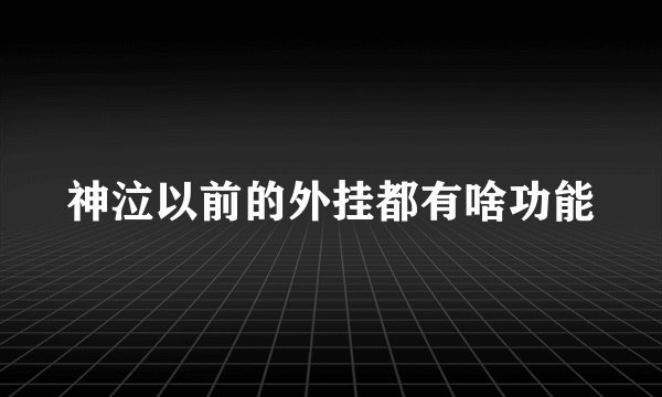 神泣以前的外挂都有啥功能
