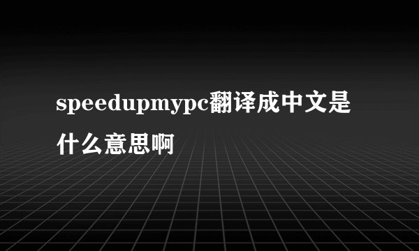 speedupmypc翻译成中文是什么意思啊