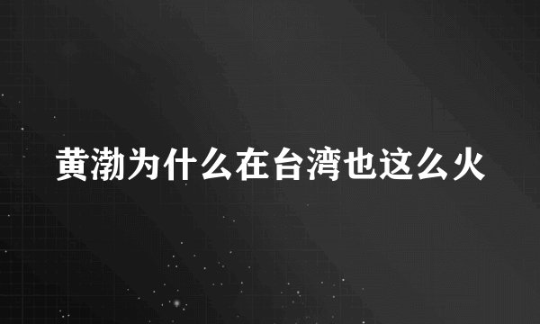 黄渤为什么在台湾也这么火