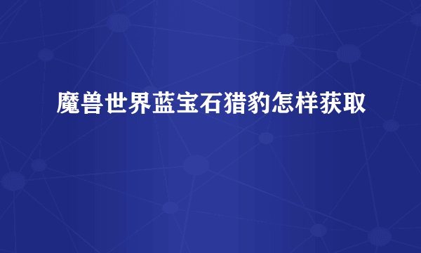 魔兽世界蓝宝石猎豹怎样获取