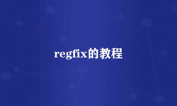 regfix的教程