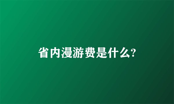 省内漫游费是什么?