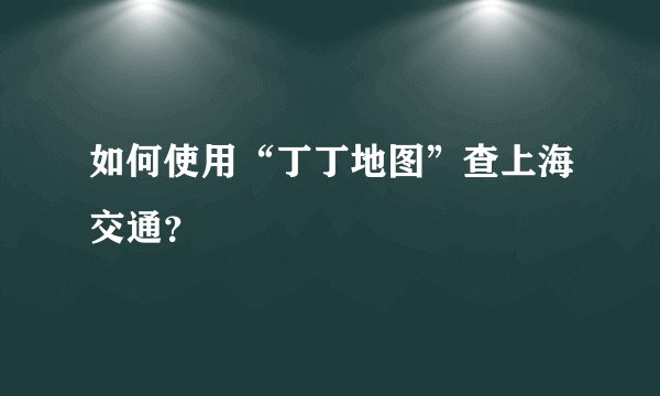 如何使用“丁丁地图”查上海交通?