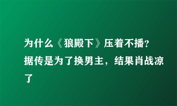 为什么《狼殿下》压着不播?据传是为了换男主,结果肖战凉了