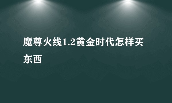 魔尊火线1.2黄金时代怎样买东西