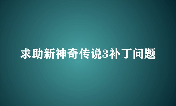 求助新神奇传说3补丁问题