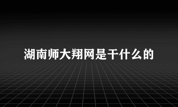 湖南师大翔网是干什么的