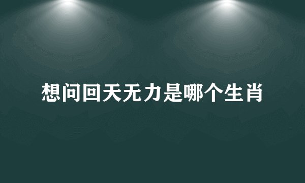 想问回天无力是哪个生肖