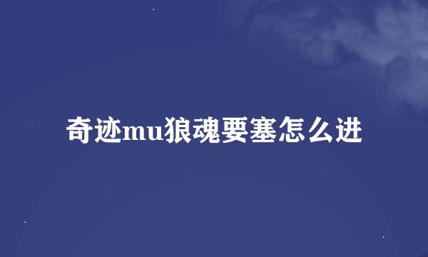 奇迹mu狼魂要塞怎么进