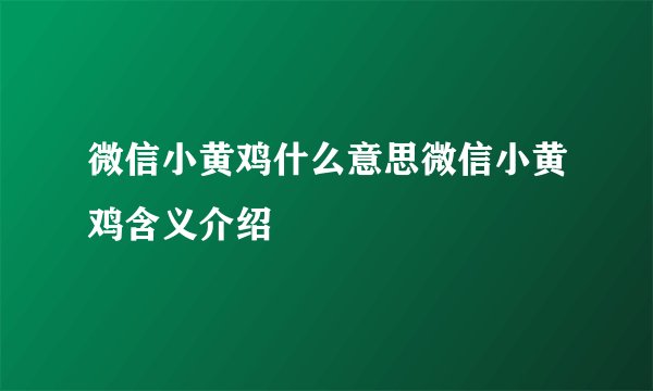 微信小黄鸡什么意思微信小黄鸡含义介绍