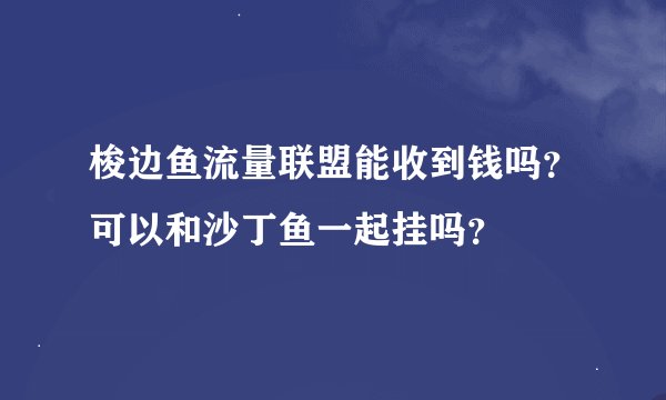 梭边鱼流量联盟能收到钱吗？可以和沙丁鱼一起挂吗？