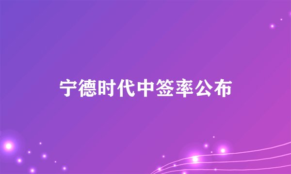 宁德时代中签率公布