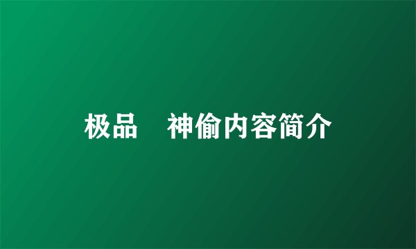 极品囧神偷内容简介