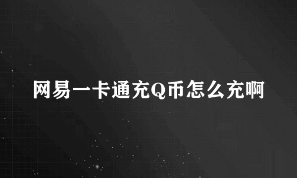 网易一卡通充Q币怎么充啊
