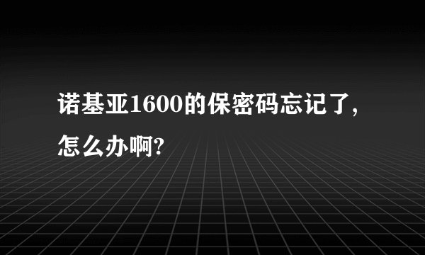 诺基亚1600的保密码忘记了,怎么办啊?