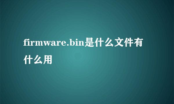firmware.bin是什么文件有什么用