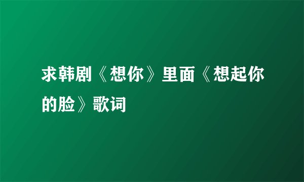 求韩剧《想你》里面《想起你的脸》歌词