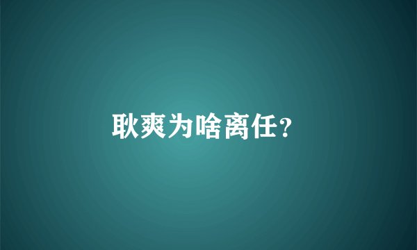 耿爽为啥离任？
