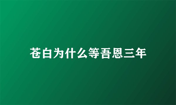 苍白为什么等吾恩三年