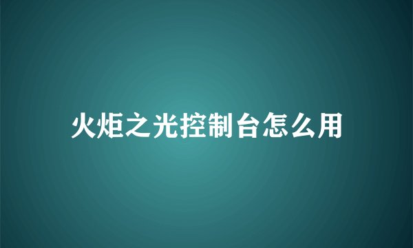 火炬之光控制台怎么用