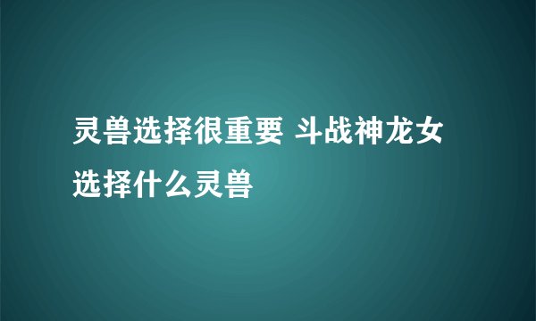 灵兽选择很重要 斗战神龙女选择什么灵兽