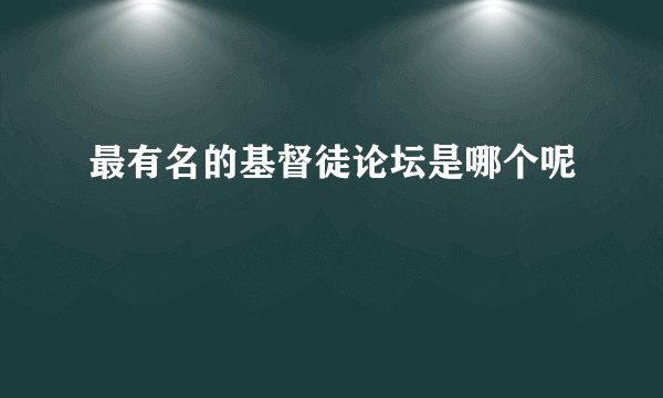 最有名的基督徒论坛是哪个呢