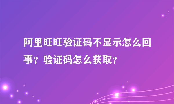 阿里旺旺验证码不显示怎么回事?验证码怎么获取?