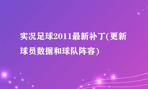 实况足球2011最新补丁(更新球员数据和球队阵容)