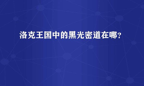 洛克王国中的黑光密道在哪？