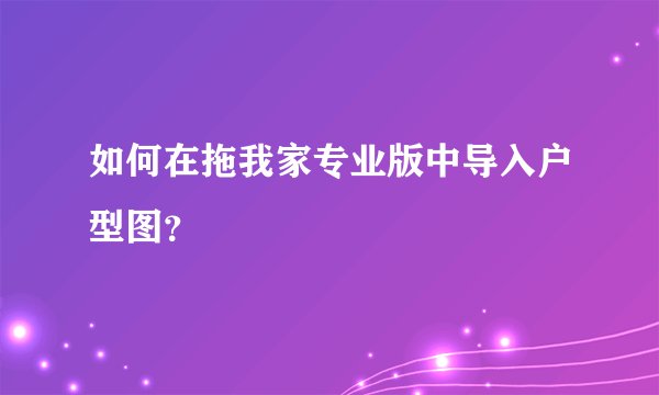 如何在拖我家专业版中导入户型图？