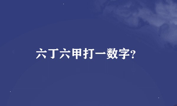 六丁六甲打一数字？