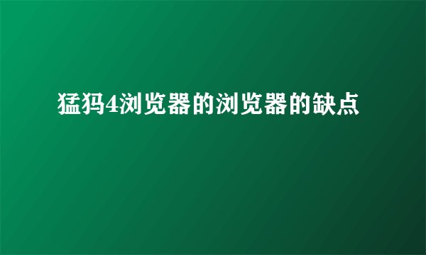 猛犸4浏览器的浏览器的缺点