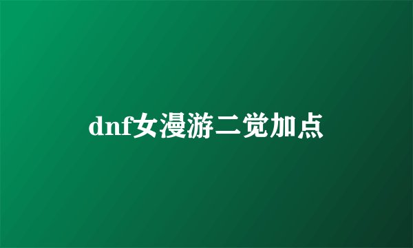 dnf女漫游二觉加点
