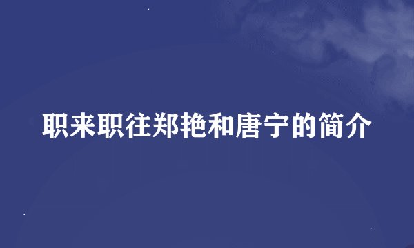 职来职往郑艳和唐宁的简介