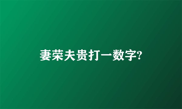 妻荣夫贵打一数字?