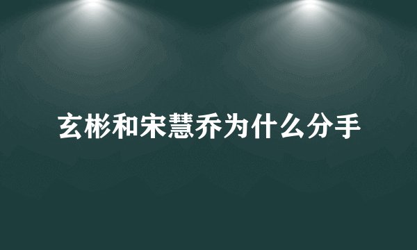 玄彬和宋慧乔为什么分手