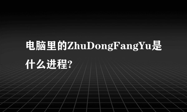 电脑里的ZhuDongFangYu是什么进程?