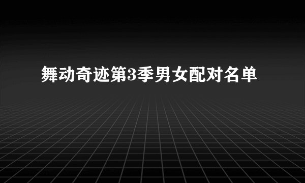 舞动奇迹第3季男女配对名单
